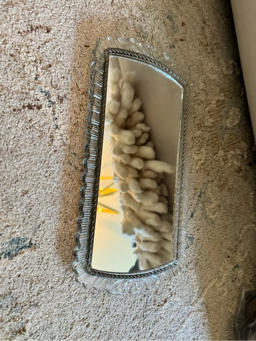 Decorative Silver Half-Round Vanity Mirror - Cream